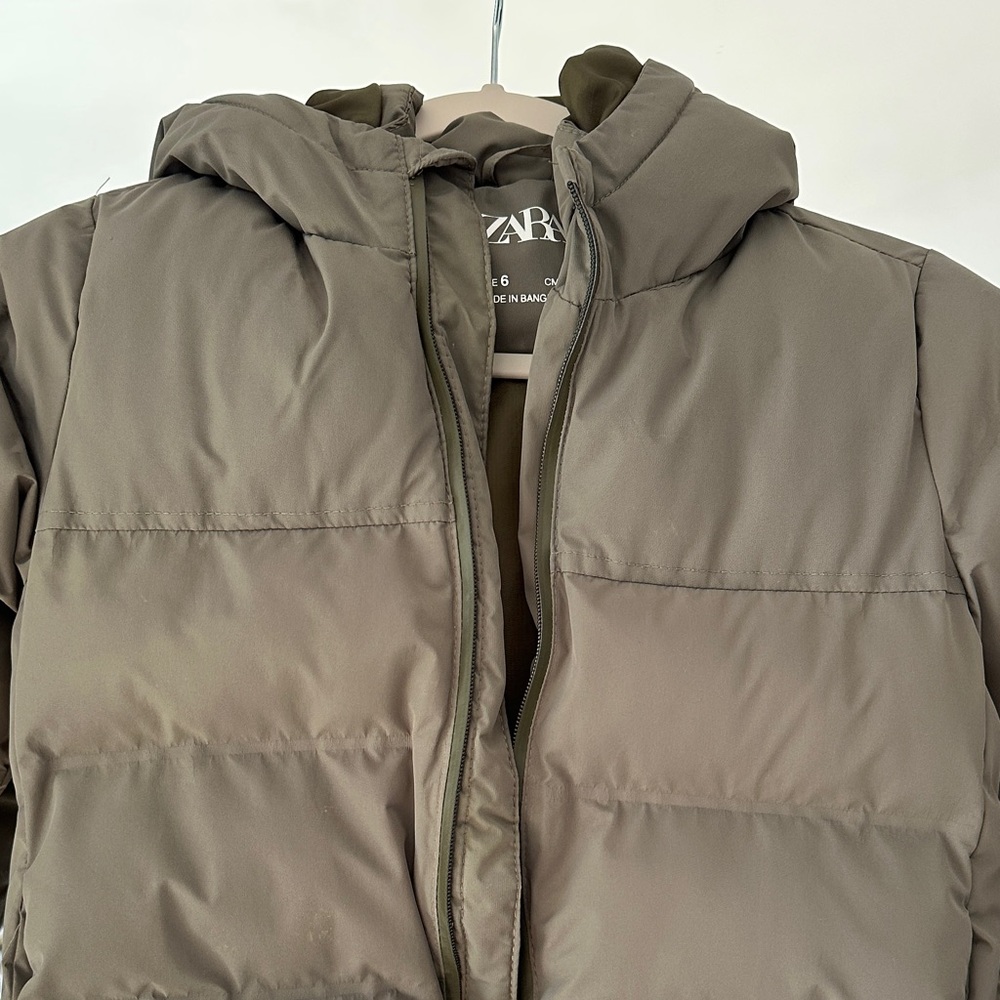 Zara Kids Olive Puffer Jacket - Picture 3 of 7